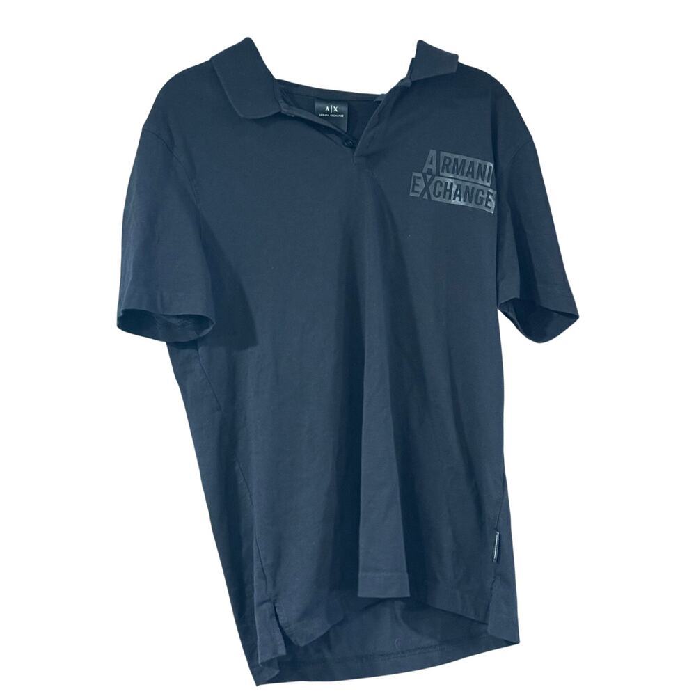 Armani Exchange AX Polo Shirt Men’s Small Black Logo Short Sleeve Cotton